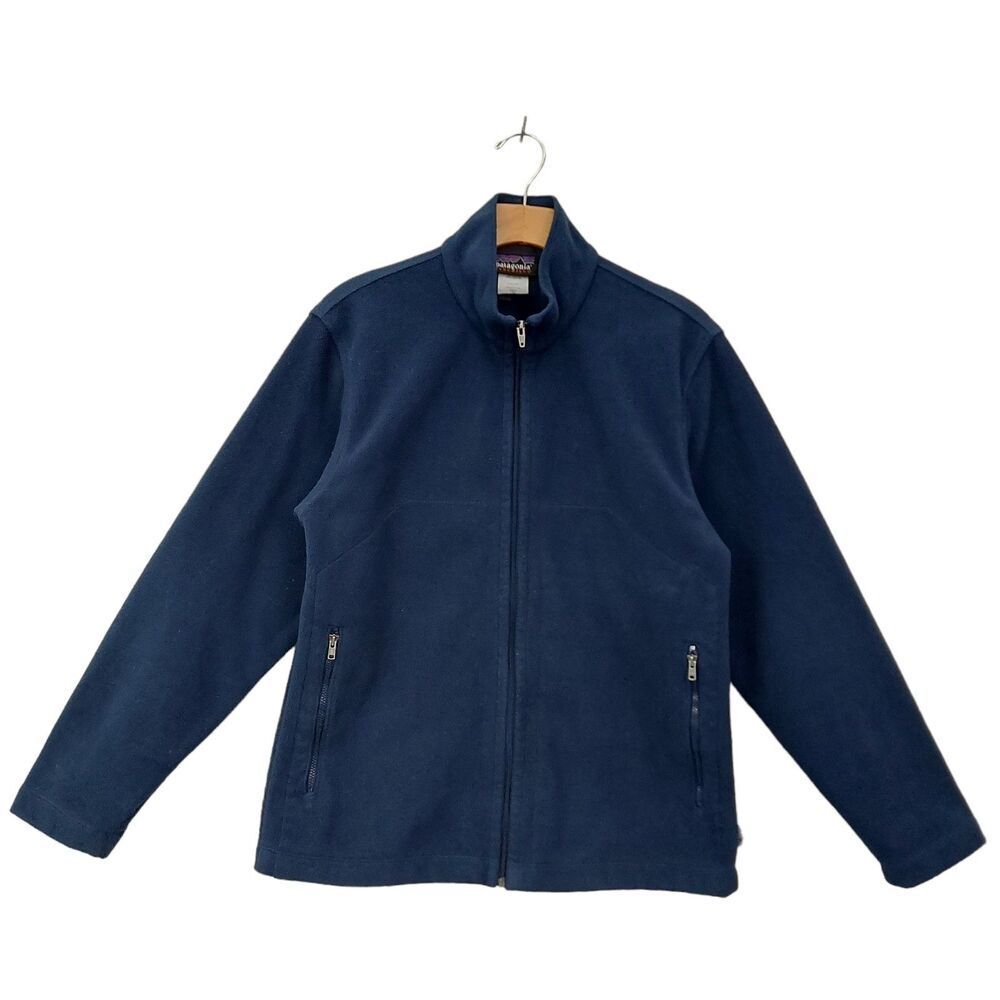 Patagonia Synchilla Jacket Mens Small Navy Full Zip Mock Neck Outdoor Hiking